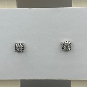 Sterling silver square earrings with clear stones 925